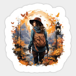 wanderer in autumn Sticker